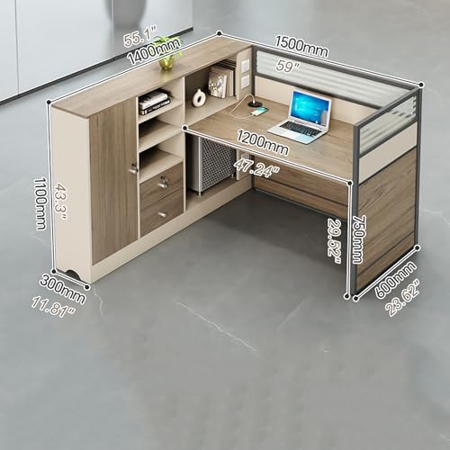 Modern Office Cubicle Workstation Desk with Tempered Glass Privacy Panels, USB Charging Hub & Cable Management,Multi-Person Modular Computer Desk for Commercial Office (C-Right, One Person) - Image 2
