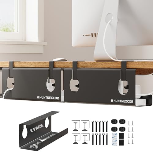 Under Desk Cable Management Tray No Drill, 17" Cable Organizer with Clamp by Unknown