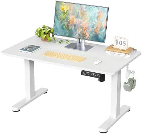 35" Low Height Adjustable Desk, Electric Center Table, White by JYLHJOYSEEKER