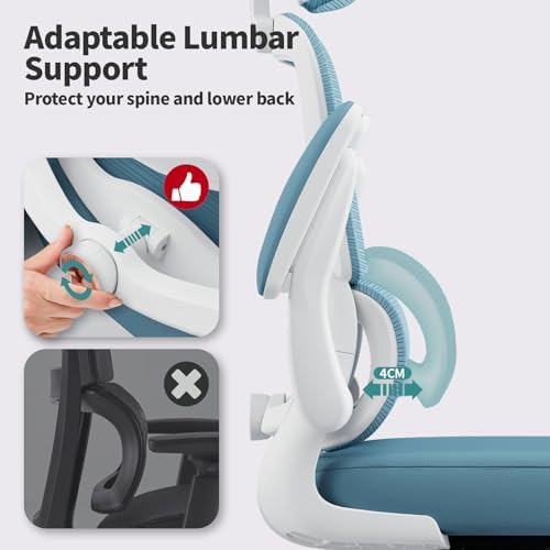TRALT Office Chair Ergonomic Desk Chair with Lumbar Support Sky Blue, 1 - Image 4