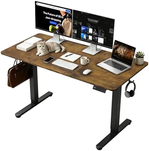 55 Inch Height Adjustable Standing Desk for Home, Dark Walnut by Unknown