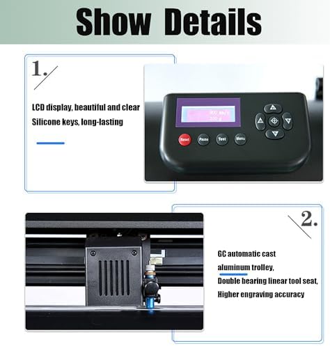 Vinyl Cutter Plotter 24 inch Automatic Edge Patrol 500g Cutting Plotter with LCD Display Plotter DIY Vinyl Printer Cutter Machine with USB2.0 and U Disk Port Adjustable Force and Speed 110V - Image 3