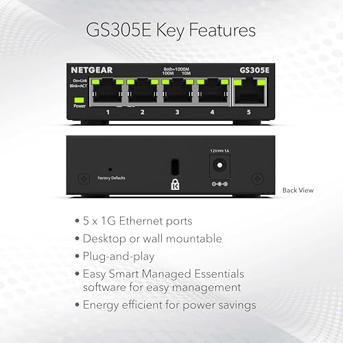 NETGEAR 5-Port Gigabit Ethernet Easy Smart Managed Network Switch (GS305E) - Image 6
