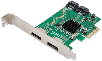 IO Crest SI-PEX40058 2 Port SATA III 2 Port eSATA III PCIe 2.0 x2 HyperDuo Controller Card Green by IOCrest