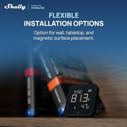 Shelly BLU H&T Display ZB Black, Bluetooth & Zigbee Operated Temperature & Humidity Levels Sensor, E-Paper Display, Home Assistant, Alexa, Google Home, Real-Time Monitoring, Long-Life Battery - Image 4