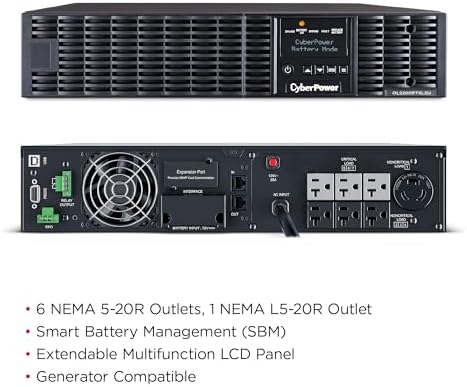 CyberPower OL2200RTXL2U Smart App Online UPS System, 2200VA/1800W, 7 Outlets, 2U Rack/Tower - Image 3