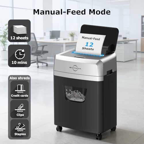 BONSEN 150-Sheet Autofeed Micro-Cut Heavy Duty Paper Shredder for Office - Image 3