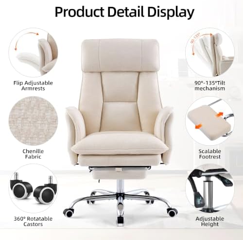 TonghuaS Big and Tall Cross Legged Office Chair, Flip Armrests ＆ Foot Rest - Image 4
