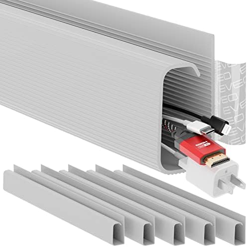 EVEO Under Desk Cable Management Kit (6 Units)-Cable Management Cord Cover, Organizer Tray-96''JChannel 6X16 -Grey by EVEO