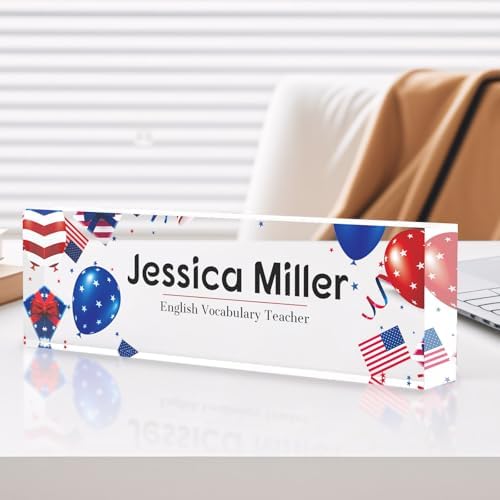 Personalized Acrylic Office Desk Name Plate with Name and Title Printing by nyareka