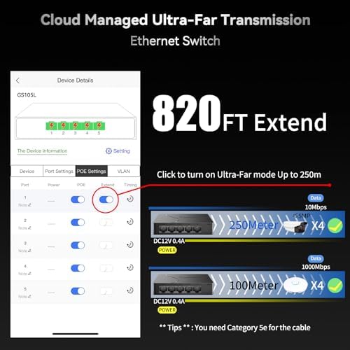 Goalake 5 Port Gigabit Managed Ethernet Switch, Easy Smart Network Splitter with VLAN & QoS, Desktop/Wall Mount, for Small Office Home Network - Image 5