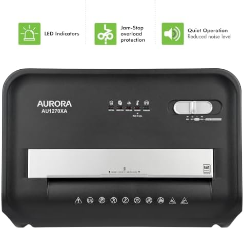 Aurora AU1270XA Professional Grade 12-Sheet Security P-4 Cross-Cut Paper and Credit Card/ 20 Minutes Continuous Run Time Shredder - Image 5