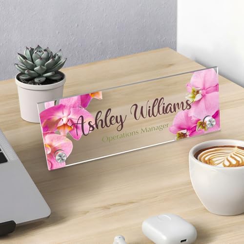 Personalized Acrylic Office Desk Name Plate with Standoff Barrels - Image 3