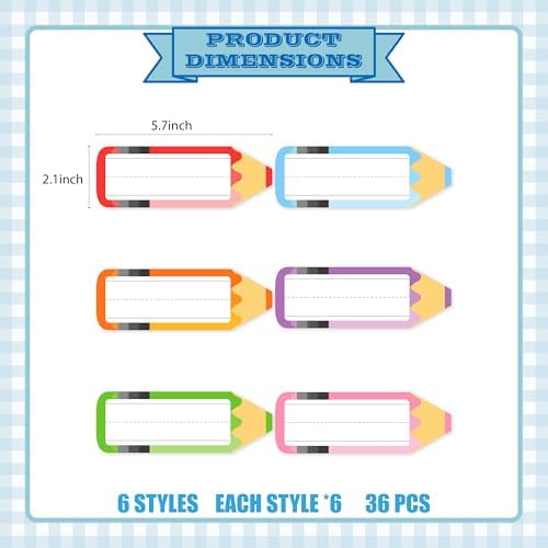 Classroom Magnetic Name Tags - 36Pcs Dry Erase Magnetic Labels for White Board Desks Lockers Reusable Rainbow Pencils Name Plate - Image 2