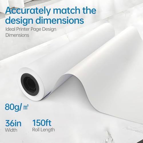 wide format, Inkjet Printer Paper 36 Inch x 150 ft 4 Roll, 2 Inch Core CAD Bond Rolls, 95 Bright, 30lb Plotter Paper for Wide Format Printer - Image 3