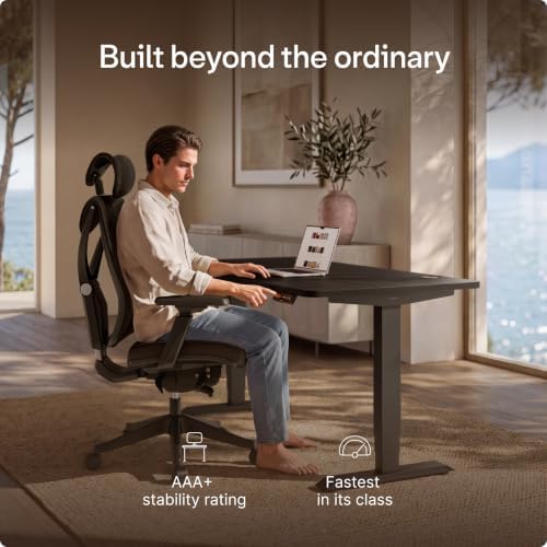 Desktronic HomePro Standing Desk 48x24 — Made in Europe, Ergonomic Sit Stand Home Office Desk, Electric Height Adjustable, Dual Motor, USB & USB-C Charging, Wobble-Free, Touchscreen, 3 Memory Presets - Image 2