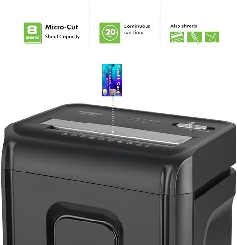 Aurora AU830MA High-Security 8-Sheet Micro-Cut Paper and Credit Card Shredder/ 20 Minutes/Security Level P-5 - Image 2