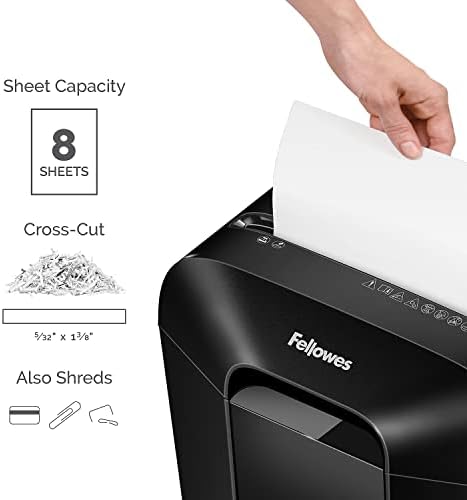 Fellowes Powershred LX45 Quiet Operation 8-Sheet Cross-Cut Paper Shredder, 4400201, Black - Image 3