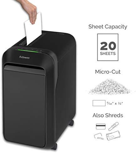 Fellowes Powershred LX22M 20-Sheet Micro Cut Paper Shredder (5263501) and Fellowes Powershred Performance Shredder Oil Bundle - Image 4