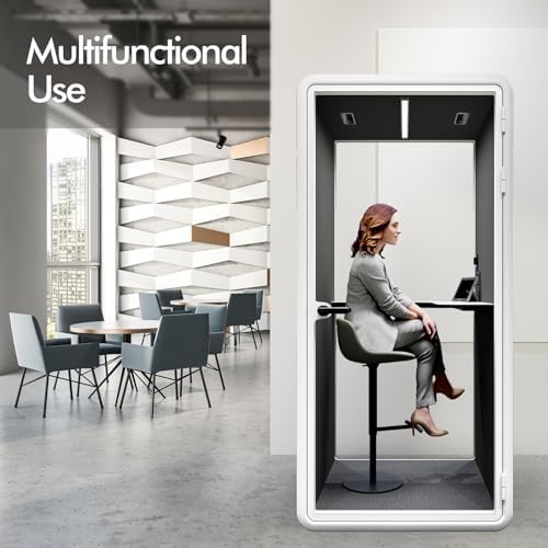 Quiet Meeting Pod with Acoustic Panels, Office Soundproof Booth with Furniture, Portable Removable Working Booth for Private Phone Calling, Study, Individual Seater Personal Office H92in W43in D40in - Image 6