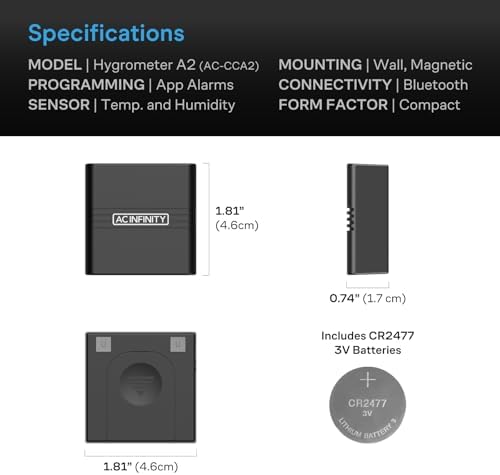 AC Infinity Temperature Humidity VPD Smart Hygrometer A2 w/ Bluetooth App - Image 6