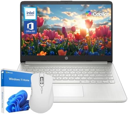 HP Ultrabook 14 Laptop Computer Business Study & Home 2026, MS Office for The Web + Win11 Home, Quad-Core Intel CPU, 128GB SSD, WiFi 6, Bundle Thunderobot Wireless Mouse by Unknown
