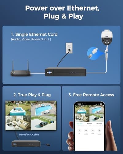 Hiseeu 12MP PoE PTZ Security Camera System, 8 Pcs Wired Cameras - Image 6