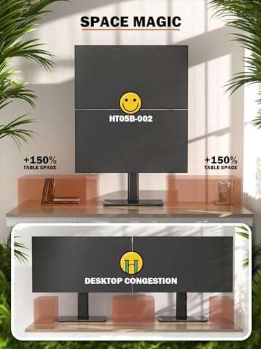 Dual Monitor Stand - Vertical Stack Screen Free-Standing Monitor Riser Fits Two 13 to 34 Inch Screen with Swivel, Tilt, Height Adjustable, Holds One (1) Screen Up to 44Lbs - Image 6