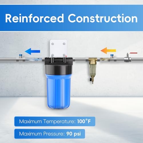 iSpring HB18B Whole House Water Filter Housing, 10" x 4.5" Universal Housing for Whole Home Water Filtration w/ 1" NPT Ports Pre-Filtration System - Image 3