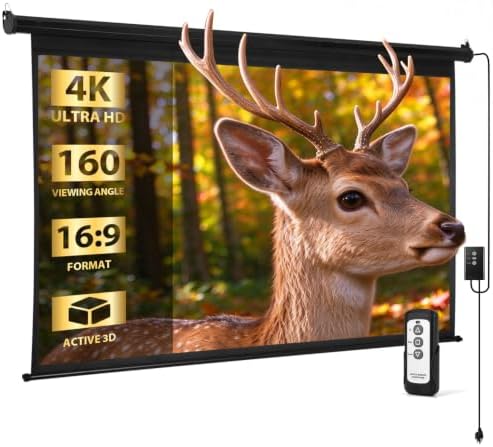 SUPER DEAL 92'' 16:9 HD Motorized Projection Screen with Remote Control, Foldable Anti-Crease Portable Projector Movie Screen for Home Theater Education Outdoor Indoor Public Display, Black by Superdeal