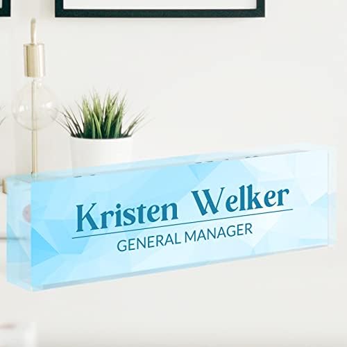 Personalized Desk Name Plate, Custom Acrylic Glass Name Plates for Desks, Office Desk Decor Nameplate, Desk Accessories, Teacher Boss Coworkers Employee Appreciation Gift (Modern Blue) - Image 6