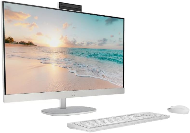 HP 27" FHD Touchscreen All-in-One Desktop Computer, Quad-Cores Ryzen 5 7520U, 16GB RAM 512GB SSD, Windows 11, Wireless Keyboard & Mouse, PLUSERA 8-in-1 Hub Included, White - Image 3