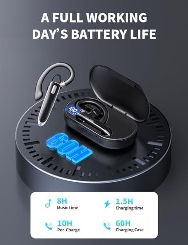 Bluetooth Headset V6.1, Wireless Bluetooth Earpiece with Mic - Image 6