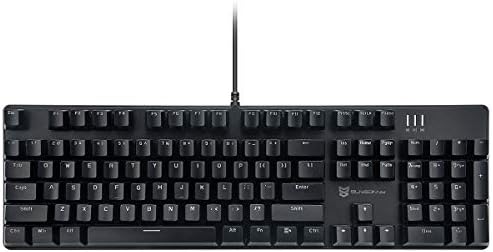 Merdia Mechanical Keyboard Gaming Keyboard | Red Switch, White Backlit Keyboard | 104 Keys US Layout | Wired Gaming Keyboard | Hot Swappable Mechanical Keyboard | PC Gaming Keyboards (Black) by Merdia