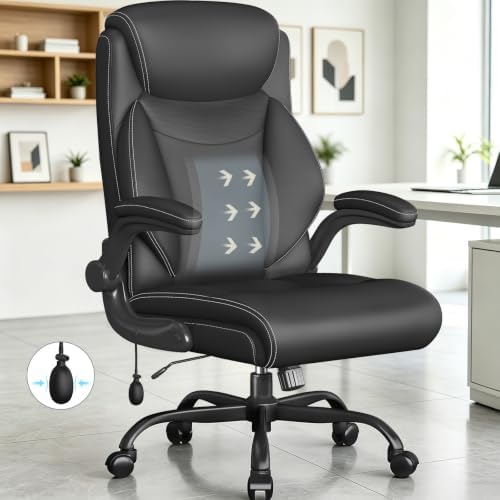 Ergonomic Office Chair,Inflatable Lumbar Support High Back Chair,Black by Cyzena