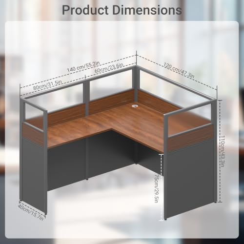 Nykto Office CubicleDesk with Mute Privacy Panels (A1 Person, Dark Walnut) - Image 2