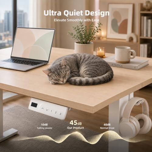 Claiks Electric Standing Desk 55x24 Inch Adjustable Desk, Nature - Image 7