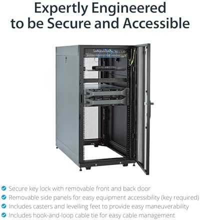 StarTech 25U 4-Post Server Cabinet Kit, 35in Deep, 3307lb (RK2537BKM) - Image 3