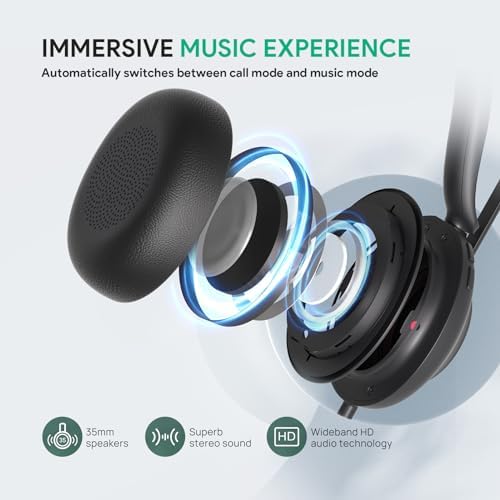 Yealink UH35 Wired Headset,USB-A,AI Noise Canceling Mic,Call Control,On-Ear (Pack of 2) - Image 4