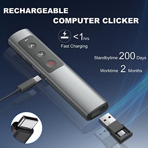 Metal Presentation Clicker for PowerPoint with 2‑in‑1 USB/Type C Receiver - Image 6