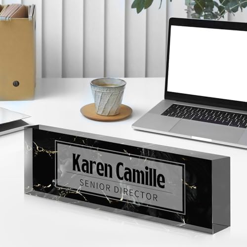 Custom Office Name Plate for Desk - Name Plate Personalized Gifts for Coworkers, Boss, Teacher, Social Worker - Acrylic Office Desk Decor for Women Men - Employee Appreciation Gifts (black white) - Image 6