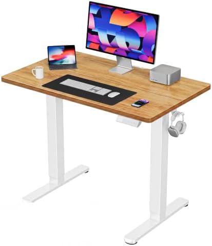 HUANUO 40x24 Inch Electric Standing Desk, Adjustable, Light Vintage Brown by HUANUO