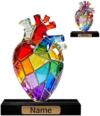 Personalized Acrylic Human Anatomical Heart Decoration Stained Glass Style Colorful Figurine with Custom Name Plate Medical & Anatomy Desktop Ornament, Gifts for Doctors Medical Students by Unknown