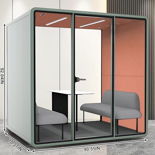 Office Sound Booth with Audio Privacy - Indoor Privacy Sound Isolation Booth with Magnetic Lock Sliding Glass Door,Lighting,Socket, Modern Soundproof Room for Meeting (90.55IN×70.27IN) - Image 2