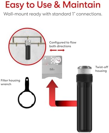 Brio Whole House Water Filter System w/Gauge & Fast-Flow CTO Carbon Block Filter 4.5" x 20" | Removes Dirt, Improves Taste & Protects Home Appliances | 900 GPH | 100,000 Gallons or 12 Months - Image 7