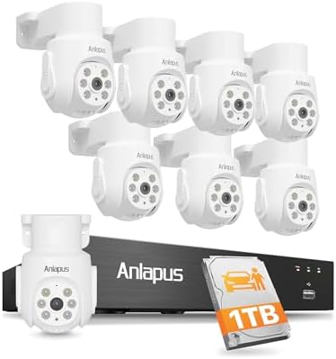 Anlapus 5MP Home Security Camera System, 8pcs 3K Pan Tilt Cameras, 1TB HDD by Anlapus