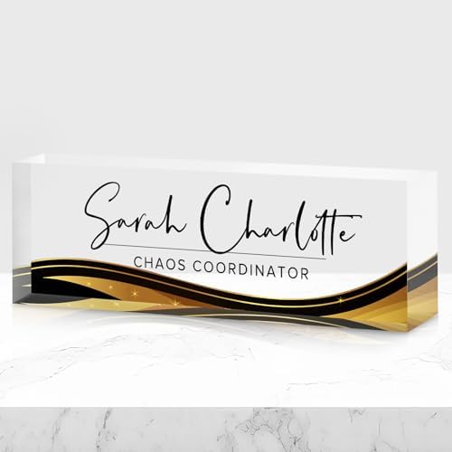 Custom Office Name Plate for Desk - Name Plate Personalized Gifts for Coworkers, Boss, Teacher, Social Worker - Acrylic Office Desk Decor for Women Men - Employee Appreciation Gifts (golden black) by EveryBaositycraftsgiftisone-of-a-kind%E2%80%94exclusivelycraftedforyou