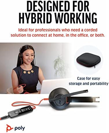 Poly Blackwire 5220 USB-A Wired Headset (Plantronics) - Flexible Noise-Canceling Boom Mic - Ergonomic Design - Connect to PC/Mac, Mobile via USB-A or 3.5 mm - Works w/Teams, Zoom - Amazon Exclusive - Image 2