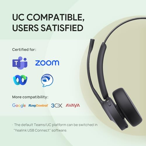 Yealink BH70 Mono Teams Wireless Headset with Mic for Work, Microsoft Teams Certified Bluetooth Headphone for 35h Calling, 91g All-Day Wearing Comfort, Perfect for Open Office, USB-C/A - Image 2