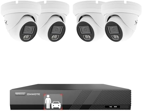 ONWOTE 8 Channel Security Camera System 6MP NVR, 4X 5MP 122° PoE IP Cameras by ONWOTE